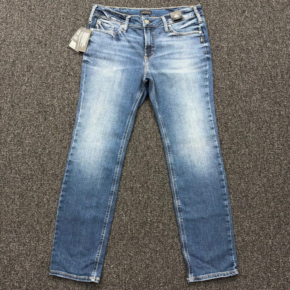 Silver Jeans Suki Curvy Mid Rise Straight Eco Friendly Womens 33x31 Indigo NEW